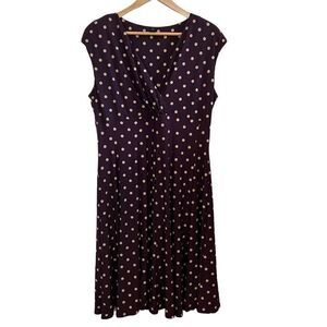 Lauren Ralph Lauren 14W Surplice Midi Cap Sleeve Polkadot Dress
